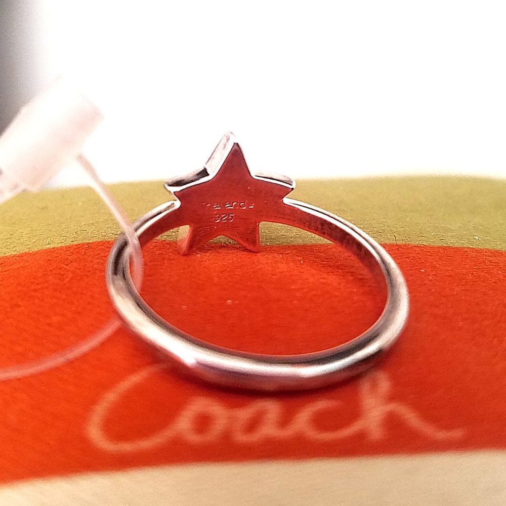COACH Pave Sterling Silver Star Ring - Picture 4 of 7